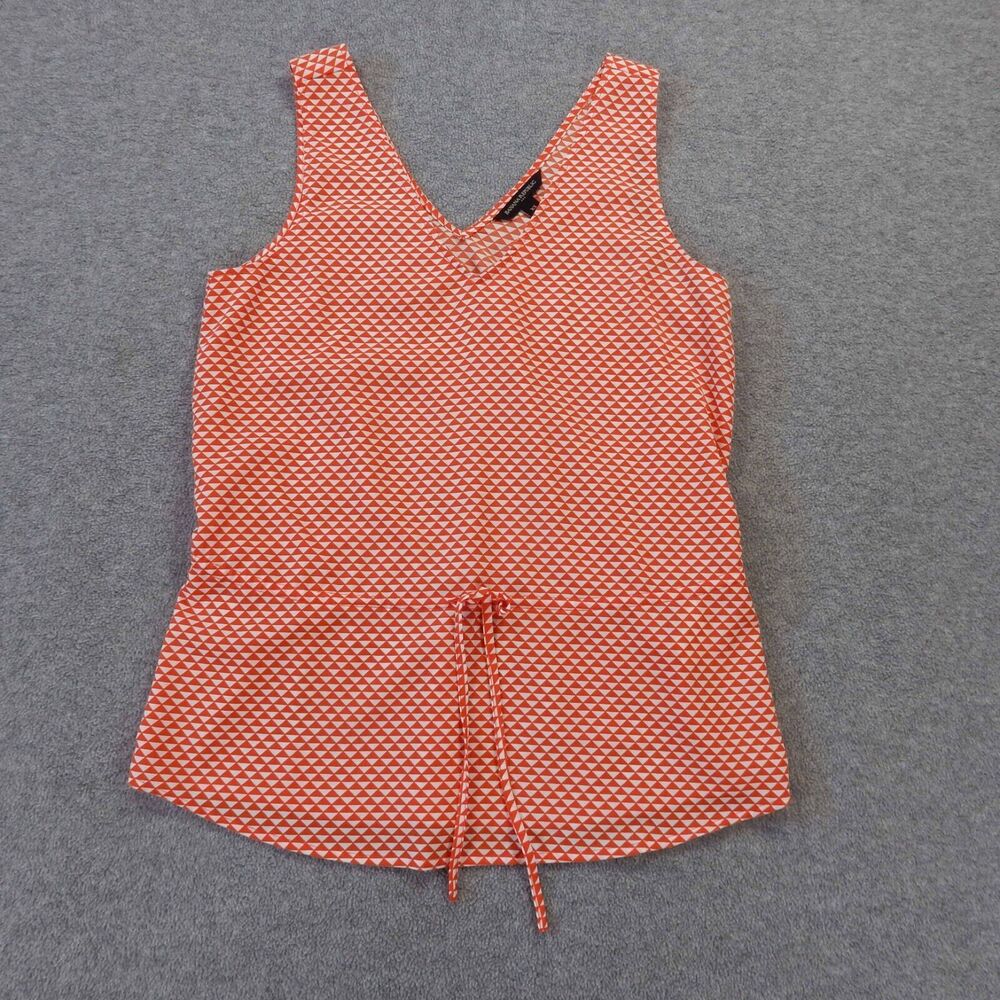 Banana Republic Womens Shirt XS Red White Sleeveless Triangle Pattern Print